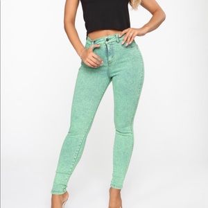 Fashion Nova Green Acid Jeans